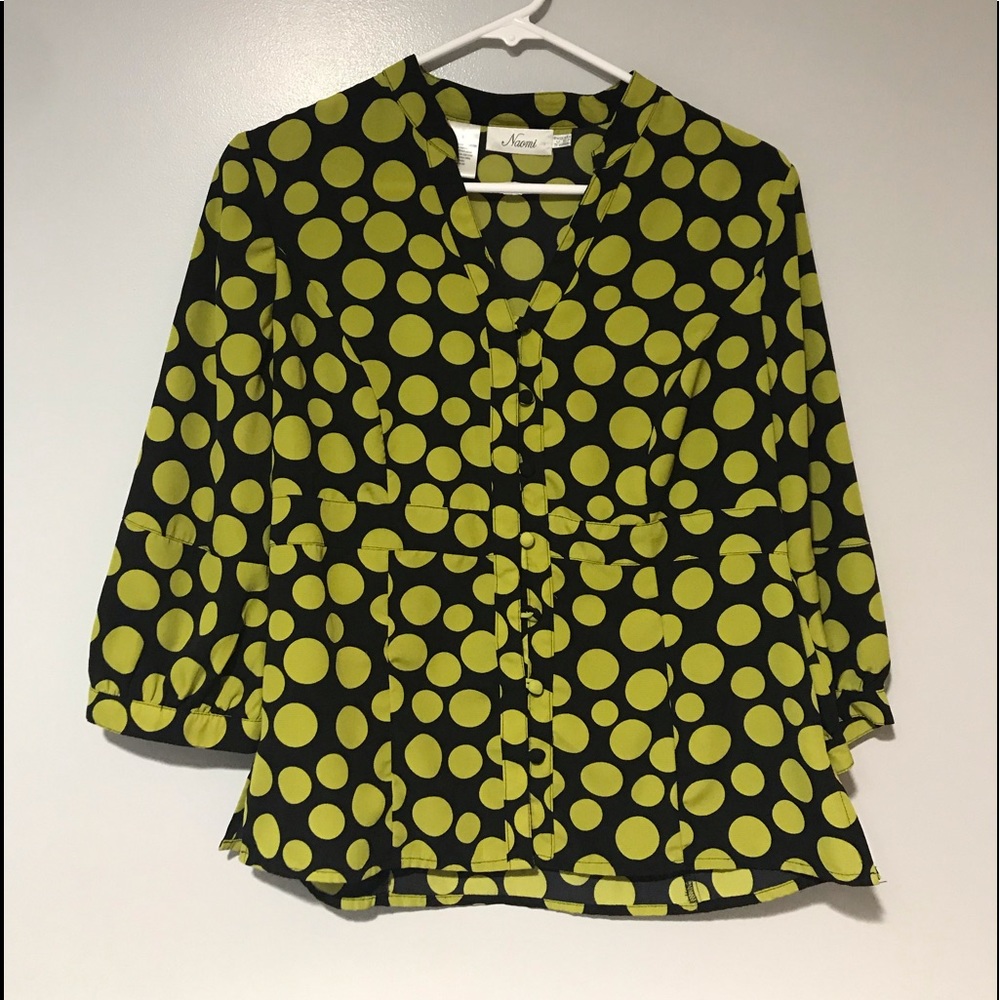 Naomi Polka Dot Button Blouse Top